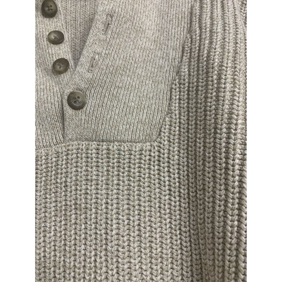 Eddie Bauer L Tall  Heavy Ribbed Knit Fisherman Sweater Outdoor Cream - Picture 5 of 10